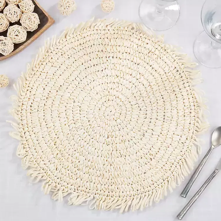 Kirklands Home Table Linens|Cream Rustic Raffia Placemats, Set of 4 Ivory