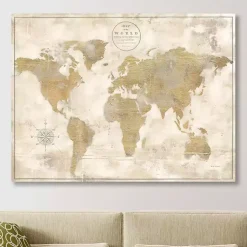 Kirklands Home Canvas Art|Cream Rustic World Map Giclee Canvas Art Print