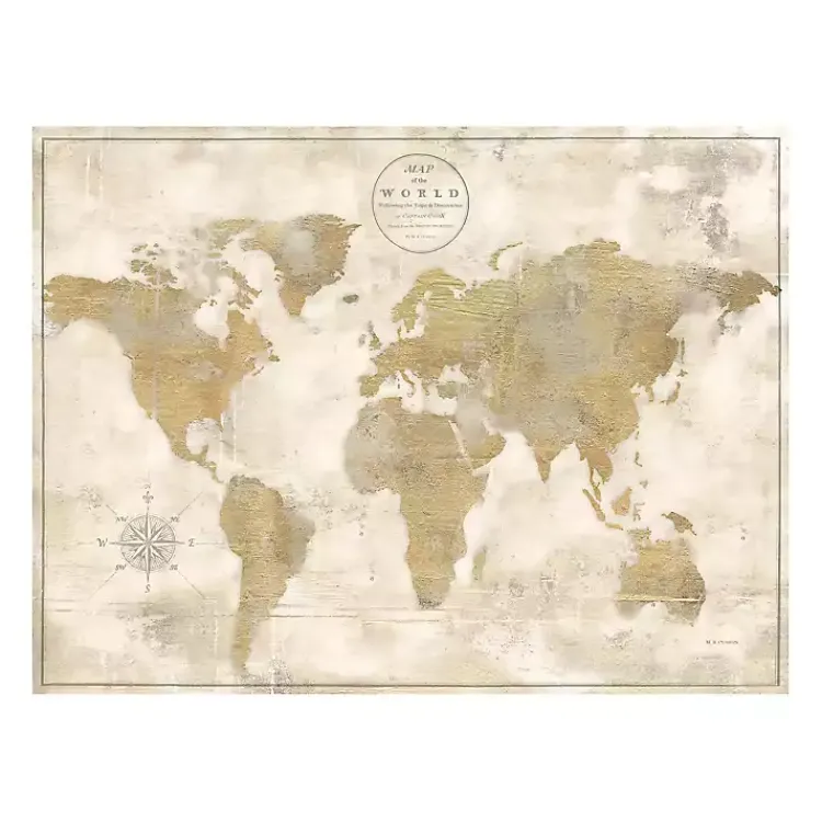 Kirklands Home Canvas Art|Cream Rustic World Map Giclee Canvas Art Print