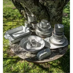 Kirklands Home Serving & Entertaining|Cream Scalloped Clay 2-pc. Serveware Set Ivory