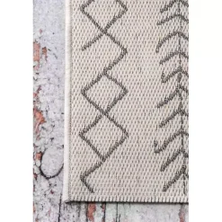 Kirklands Home Outdoor Rugs|Cream Serna Tribal Outdoor Area Rug, 5x7