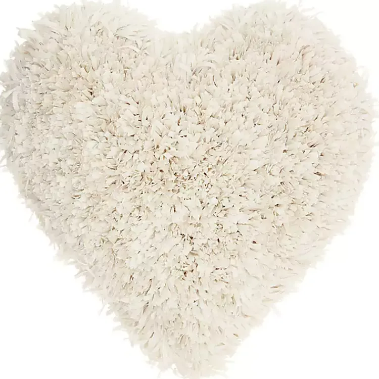 Sale Cream Shaggy Heart Shaped Pillow Valentines Day Decorations