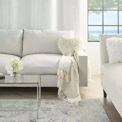 Sale Cream Shaggy Heart Shaped Pillow Valentines Day Decorations