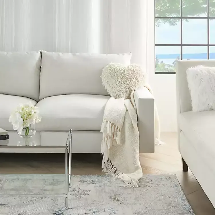 Sale Cream Shaggy Heart Shaped Pillow Valentines Day Decorations