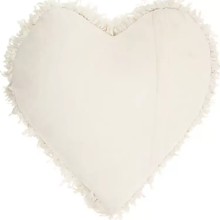 Sale Cream Shaggy Heart Shaped Pillow Valentines Day Decorations