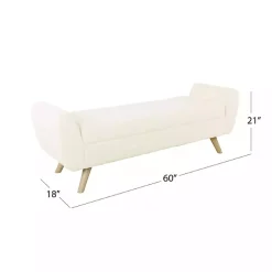 Kirklands Home Benches & Ottomans|Cream Sherpa and Wood Storage Bench Ivory