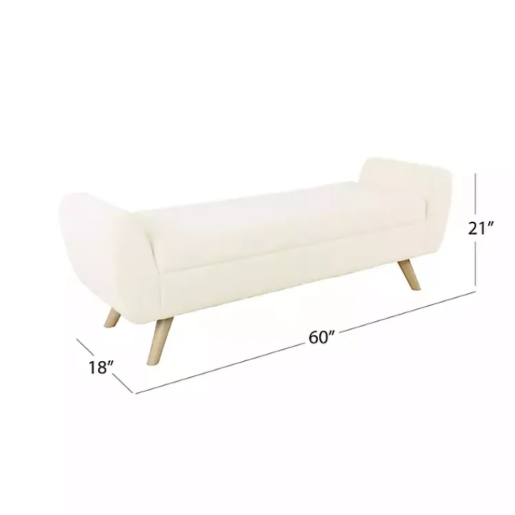 Kirklands Home Benches & Ottomans|Cream Sherpa and Wood Storage Bench Ivory