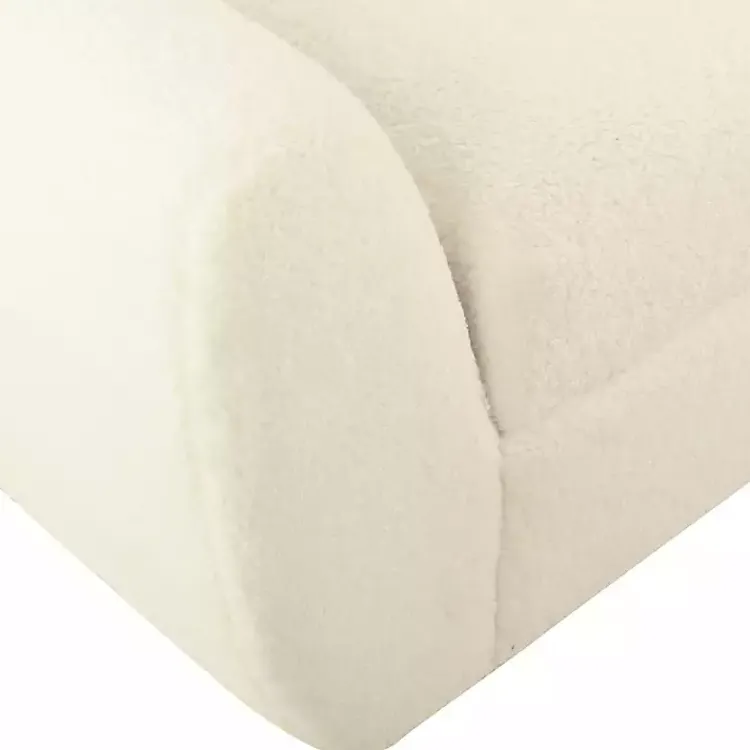Kirklands Home Benches & Ottomans|Cream Sherpa and Wood Storage Bench Ivory