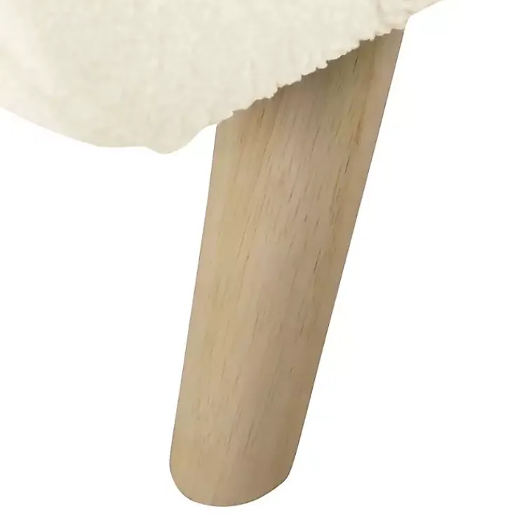 Kirklands Home Benches & Ottomans|Cream Sherpa and Wood Storage Bench Ivory