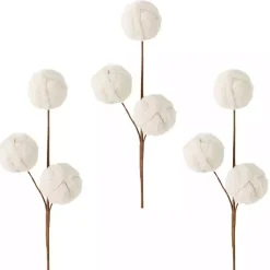 Sale Cream Sherpa Ball Christmas Spray Stems, Set of 3 Christmas Tree Decorations