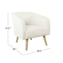 Kirklands Home Accent Chairs|Cream Sherpa Upholstered Barrel Accent Chair Ivory