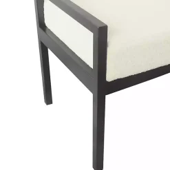 Kirklands Home Benches & Ottomans|Cream Sherpa Upholstered Metal Bench Ivory