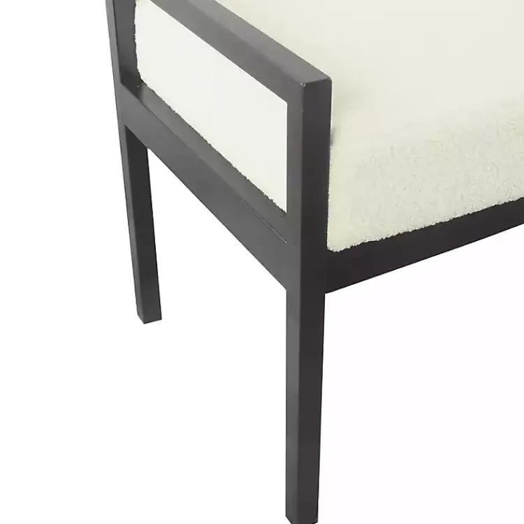 Kirklands Home Benches & Ottomans|Cream Sherpa Upholstered Metal Bench Ivory