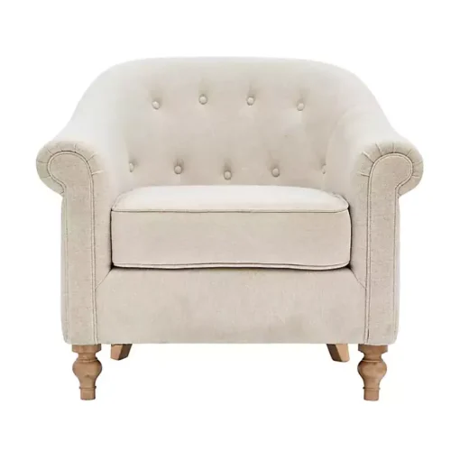 Kirklands Home Accent Chairs|Cream Tufted Farmhouse Accent Chair White