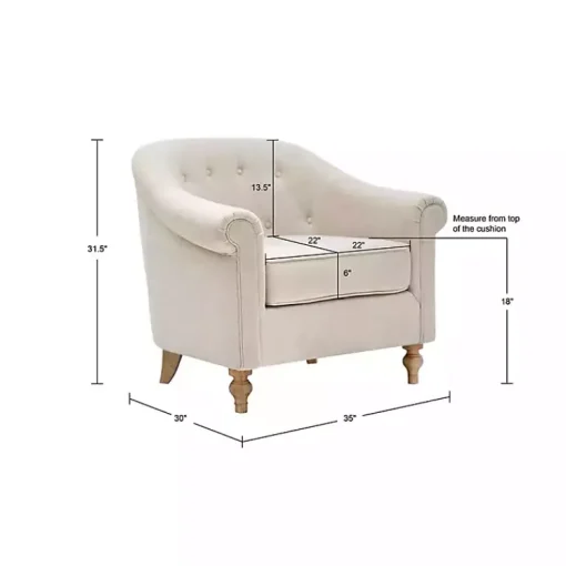 Kirklands Home Accent Chairs|Cream Tufted Farmhouse Accent Chair White