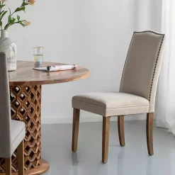 Kirklands Home Dining Chairs|Cream Upholstered Armless Dining Chairs, Set of 2 Ivory