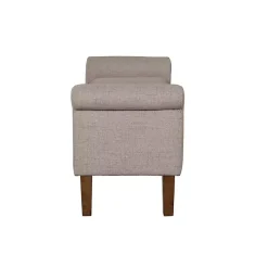 Kirklands Home Benches & Ottomans|Cream Upholstered Aubrey Storage Bench Tan