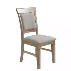 Kirklands Home Dining Chairs|Cream Upholstered Rustic Dining Chairs, Set of 2 Tan