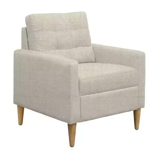 Kirklands Home Accent Chairs|Cream Upholstered Tufted Dani Accent Chair White