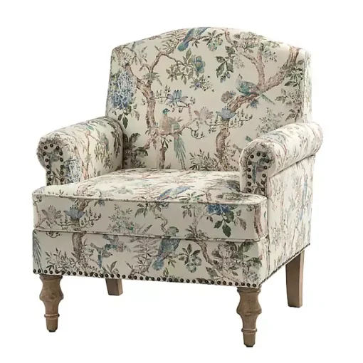 Kirklands Home Accent Chairs|Cream Vintage Birds Traditional Accent Chair