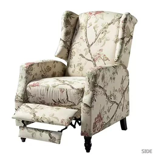 Kirklands Home Accent Chairs|Cream Vintage Floral Reclining Armchair