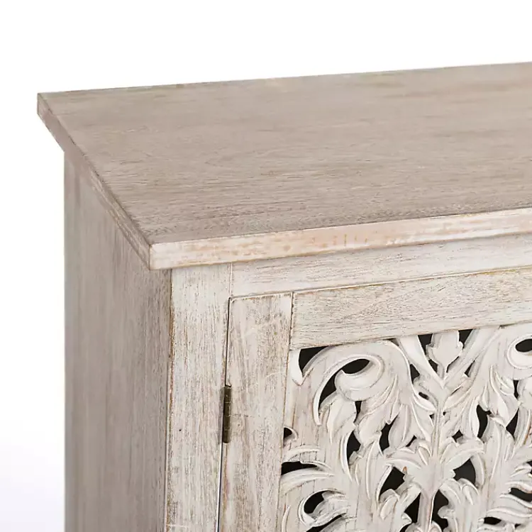 Kirklands Home Cabinets & Sideboards|Cream Washed Wood Carved Door Cabinet Tan