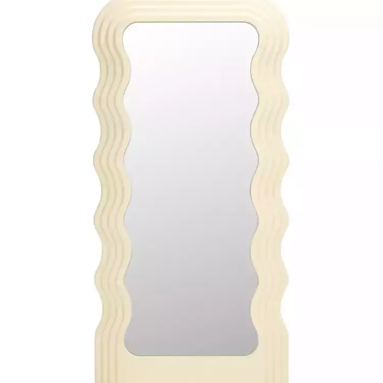 Kirklands Home Full Length & Floor Mirrors|Cream Wavy Mayha Leaner Mirror White