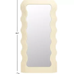 Kirklands Home Full Length & Floor Mirrors|Cream Wavy Mayha Leaner Mirror White