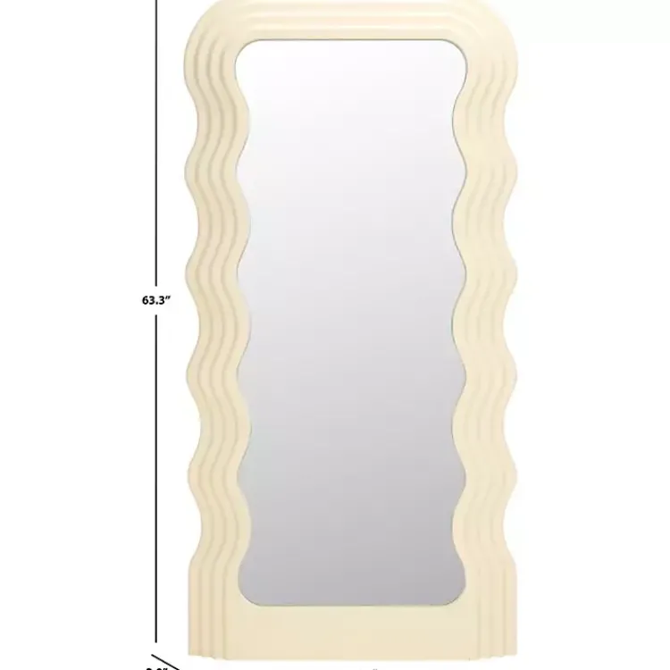 Kirklands Home Full Length & Floor Mirrors|Cream Wavy Mayha Leaner Mirror White
