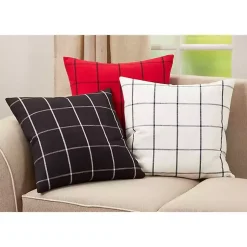 Outlet Cream White Large Checked Throw Pillow Pillows