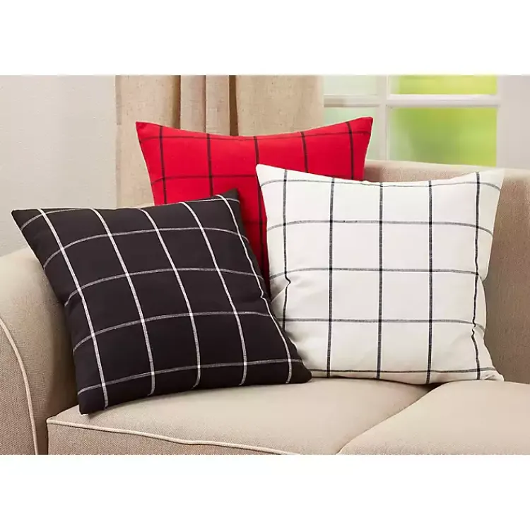 Outlet Cream White Large Checked Throw Pillow Pillows