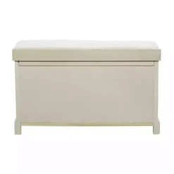 Kirklands Home Entryway Furniture|Cream Wood Bench with Storage Baskets White