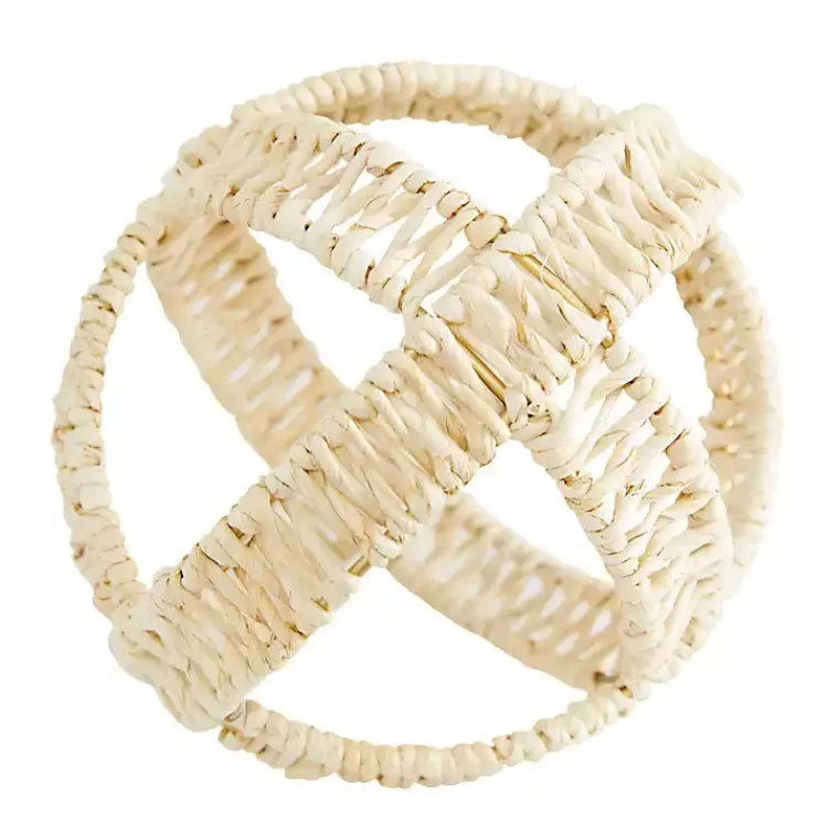 Discount Cream Woven Decorative Orbs, Set of 3 Bowl Filler