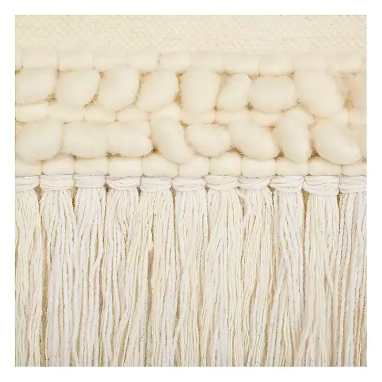 Kirklands Home Wall Plaques|Cream Woven Fringe Macrame Wall Hanging Ivory