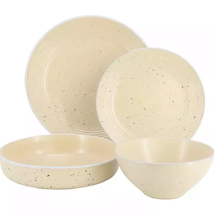 Kirklands Home Dinnerware|Cream Emilia Stoneware 16pc. Dinnerware Set Yellow