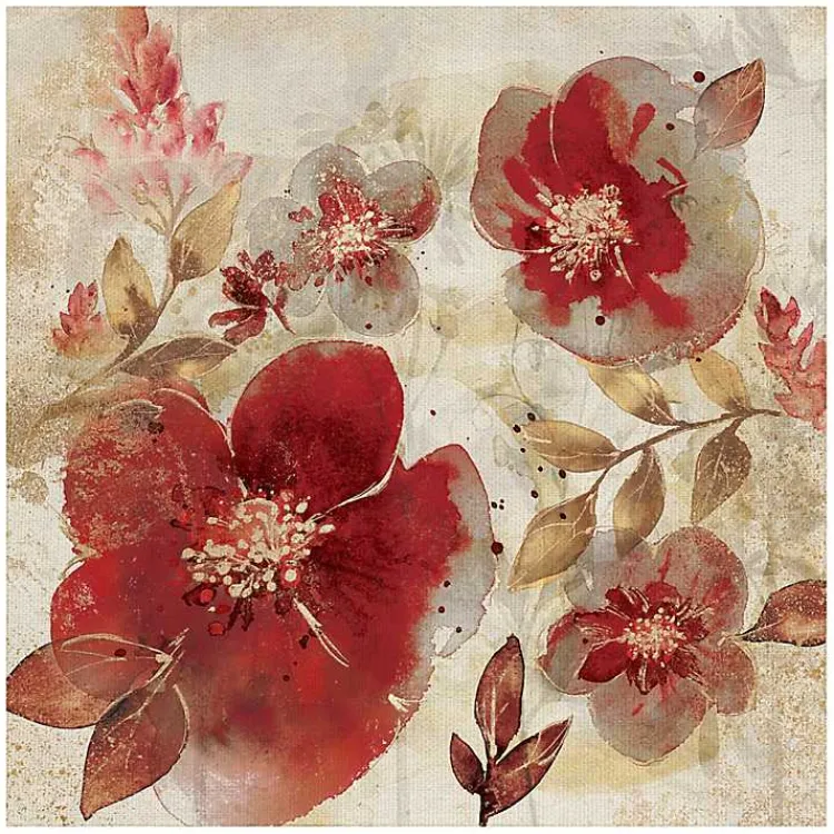 Kirklands Home Canvas Art|Crimson Petals Wrapped Canvas Art Print