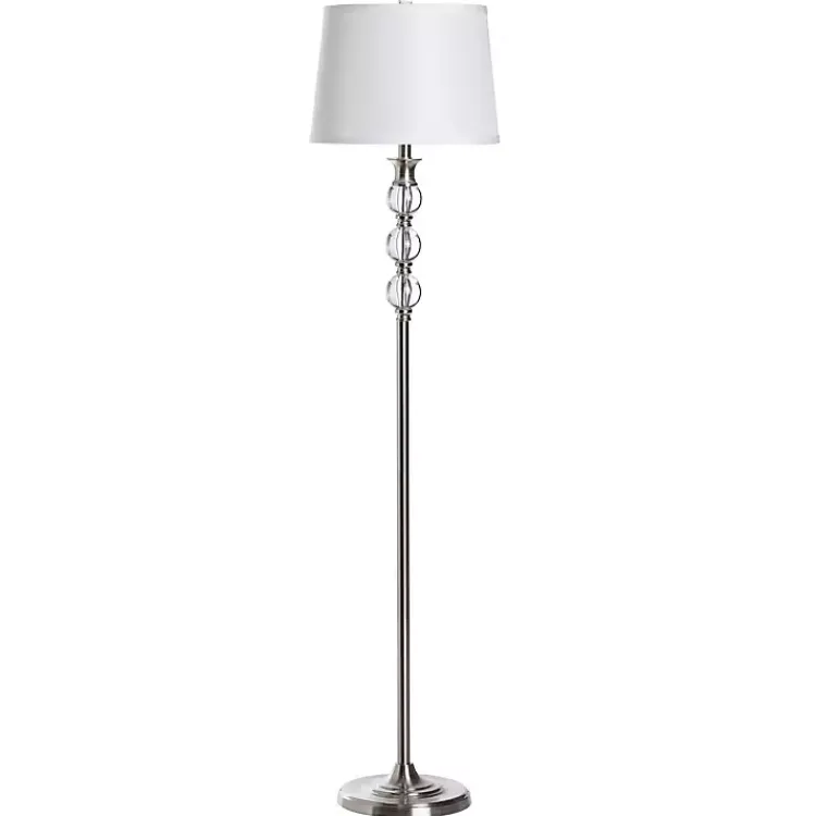 Kirklands Home Floor Lamps|Crystal and Silver Metal Floor Lamp White
