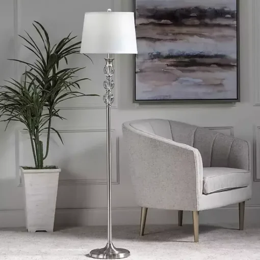 Kirklands Home Floor Lamps|Crystal and Silver Metal Floor Lamp White