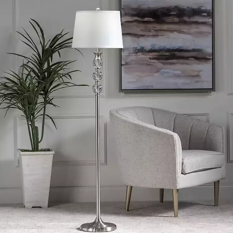 Kirklands Home Floor Lamps|Crystal and Silver Metal Floor Lamp White