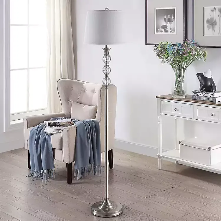 Kirklands Home Floor Lamps|Crystal Orb Stacked Floor Lamp White