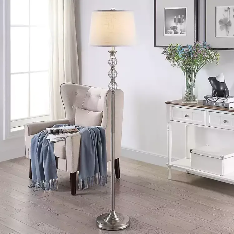 Kirklands Home Floor Lamps|Crystal Orb Stacked Floor Lamp White
