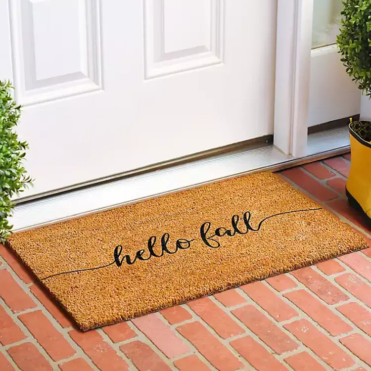 Kirklands Home Doormats|Cursive Hello Fall Coir Doormat, 17x29