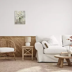 Kirklands Home Canvas Art|Daisy Bloom Bouquet Potted Flower Wall Plaque Gray