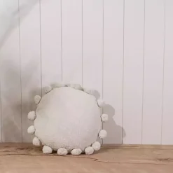 Hot Daisy Soft Poms Round Throw Pillow Pillows