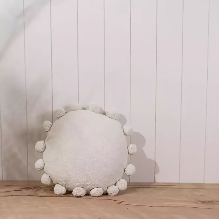 Hot Daisy Soft Poms Round Throw Pillow Pillows