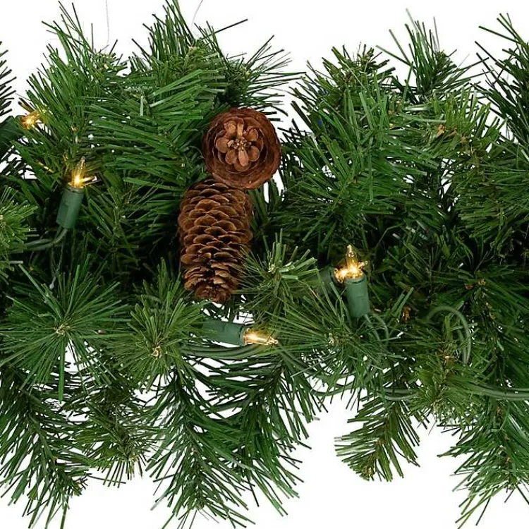 Best Dakota Pinecone Clear LED Lit Garland, 108 in. Arrangements & Greenery
