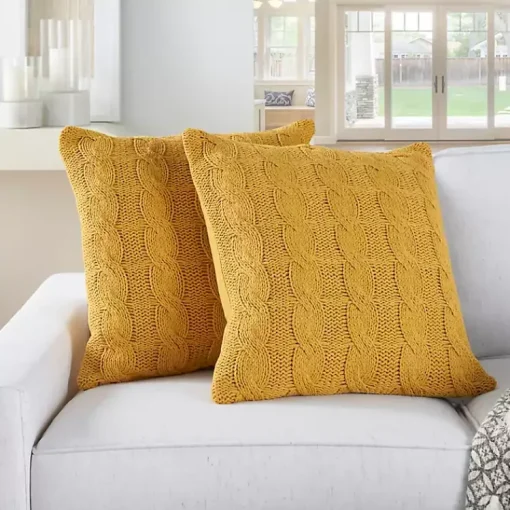 Dandelion Cable Knit Throw Pillows, Set of 2 Pillows