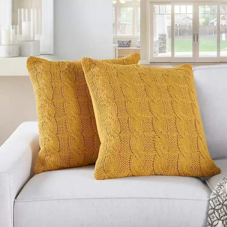 Dandelion Cable Knit Throw Pillows, Set of 2 Pillows