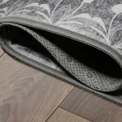 Kirklands Home Area Rugs|Dardon Bordered Washable Area Rug, 5x7 Gray