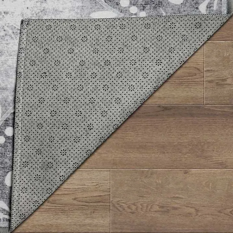 Kirklands Home Area Rugs|Dardon Bordered Washable Area Rug, 5x7 Gray